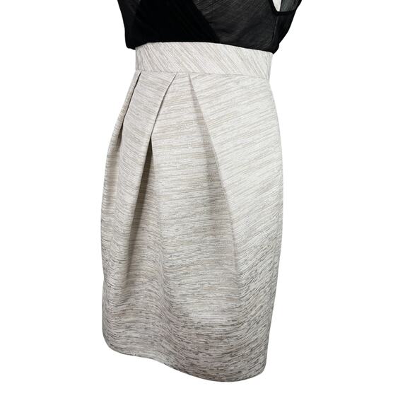 Max and Cleo Cocktail Dress Cream Black Sheer Overlay 8 Sleeveless - Picture 10 of 16